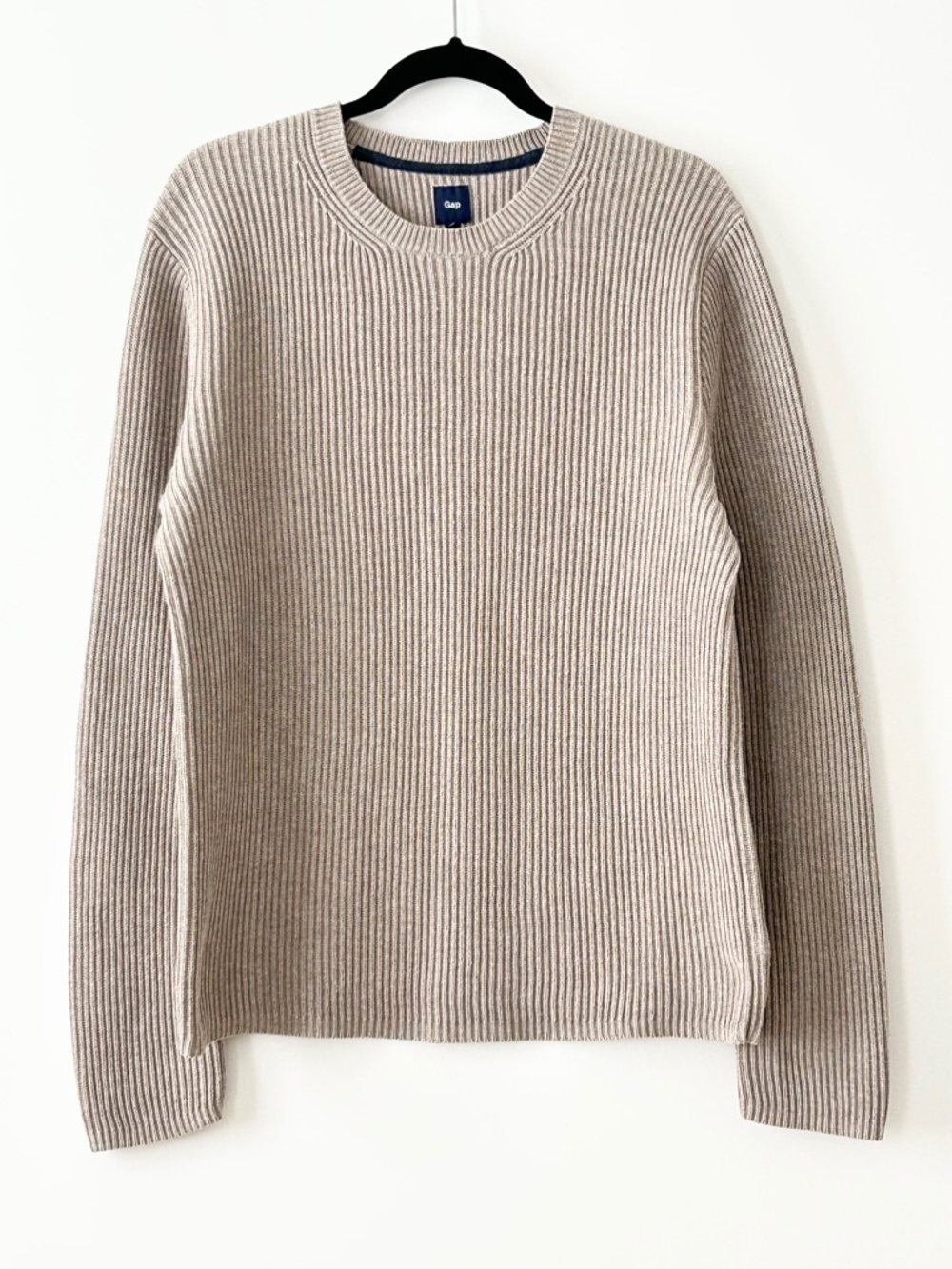 Gap 100% Cotton Beige Ribbed Crewneck Sweater